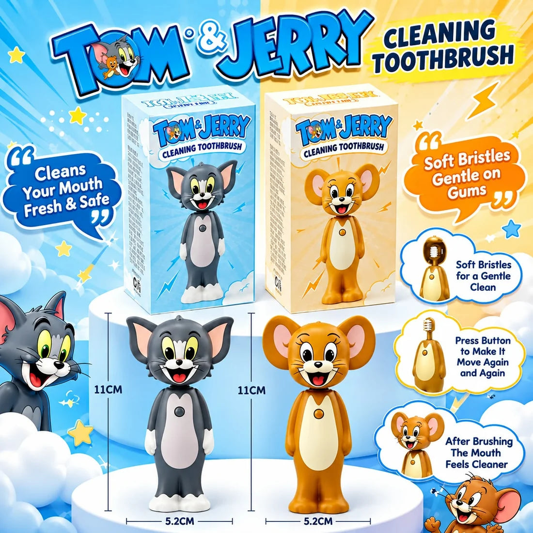 Tom & Jerry Kids Toothbrush – Fun & Cute  for Children